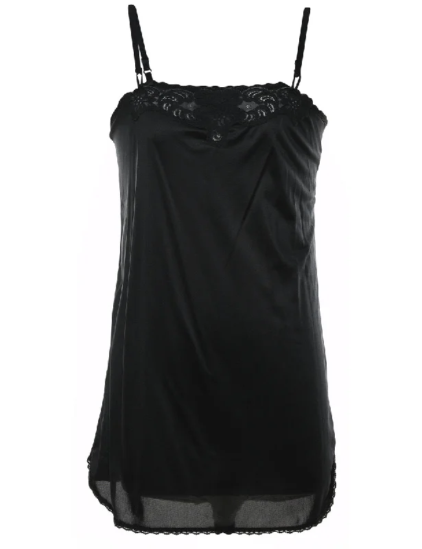 Embellished JacketsBlack Classic Lace Trim Slip Dress - M