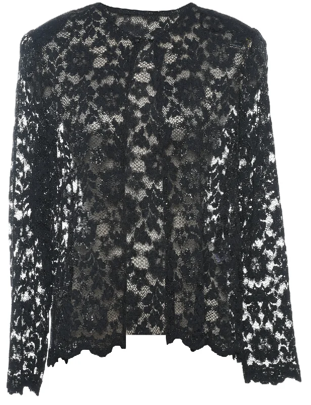 Mesh JacketsBlack Lace Evening Jacket - M