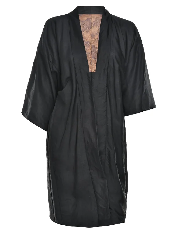 Leather JacketsBlack Midi Length Kimono - M