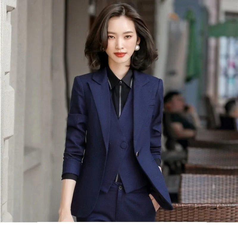 Rain JacketsBlue Coat Only Formal Uniform Design Work Wear Suit for Women