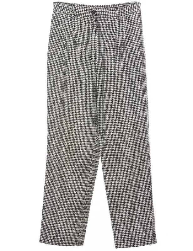 Windproof JacketsDogtooth Design Black & White Tapered Trousers - W26 L27