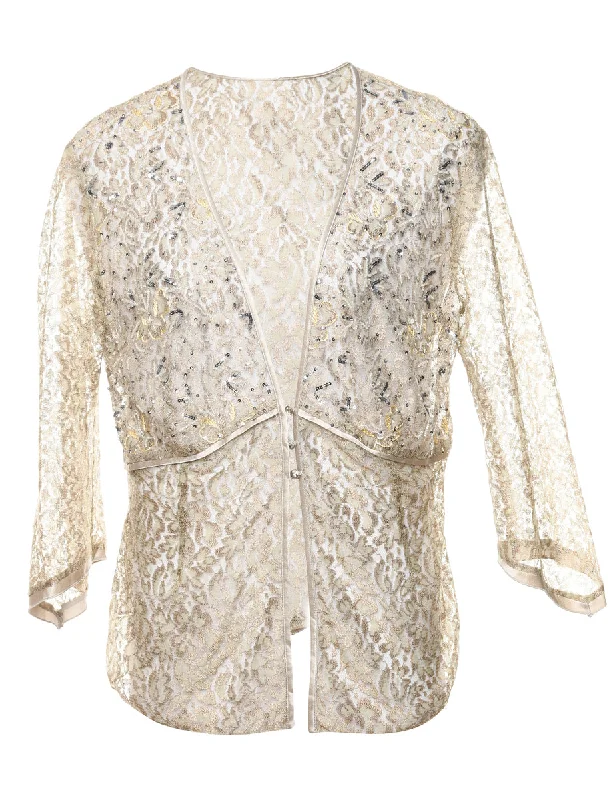 Snowboard JacketsFloral Pattern Lace Sequined Jacket - L