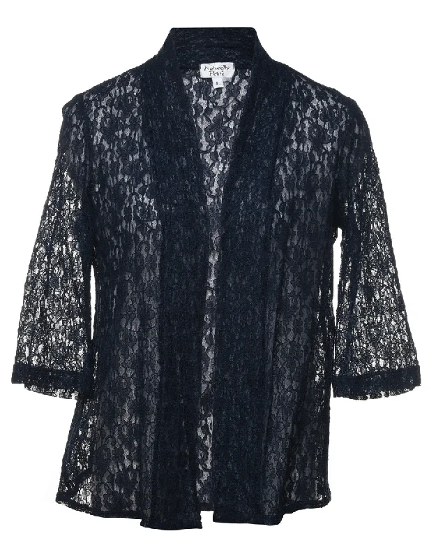 Velvet JacketsFloral Pattern Navy Lace Jacket - S