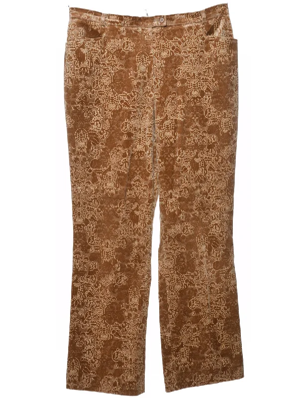 Military JacketsLight Brown Floral Velvet Trousers - W34 L30