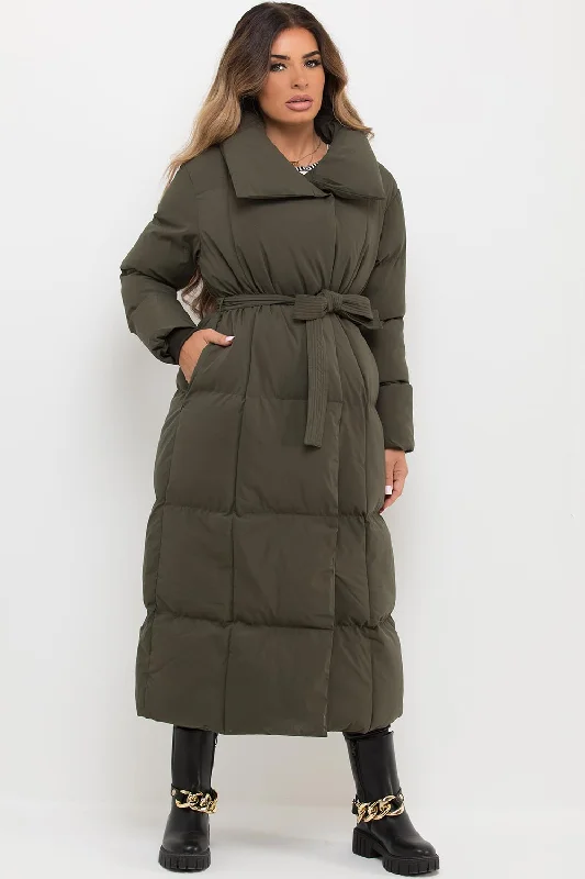 Asymmetrical JacketsLongline Duvet Puffer Coat Khaki