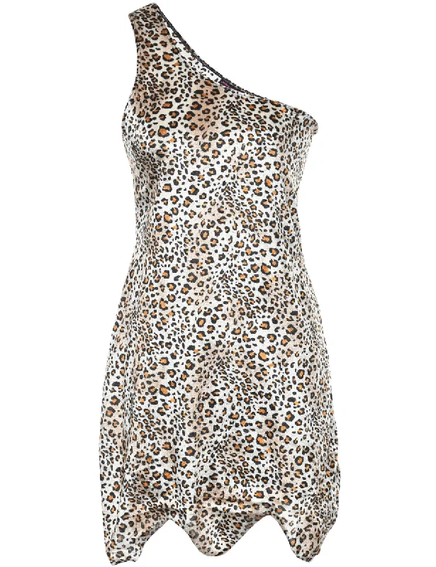 Punk JacketsOne Shouldered Leopard Print Dress - S