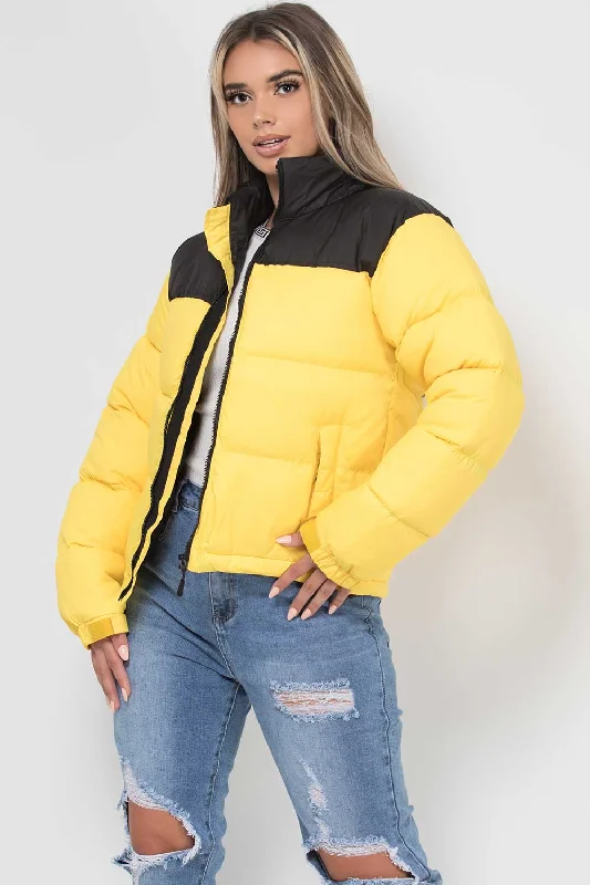 Luxury JacketsPuffer Jacket Yellow Colour Block