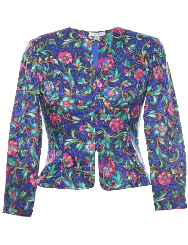 Cashmere JacketsSilk Floral Pattern Jacket - M