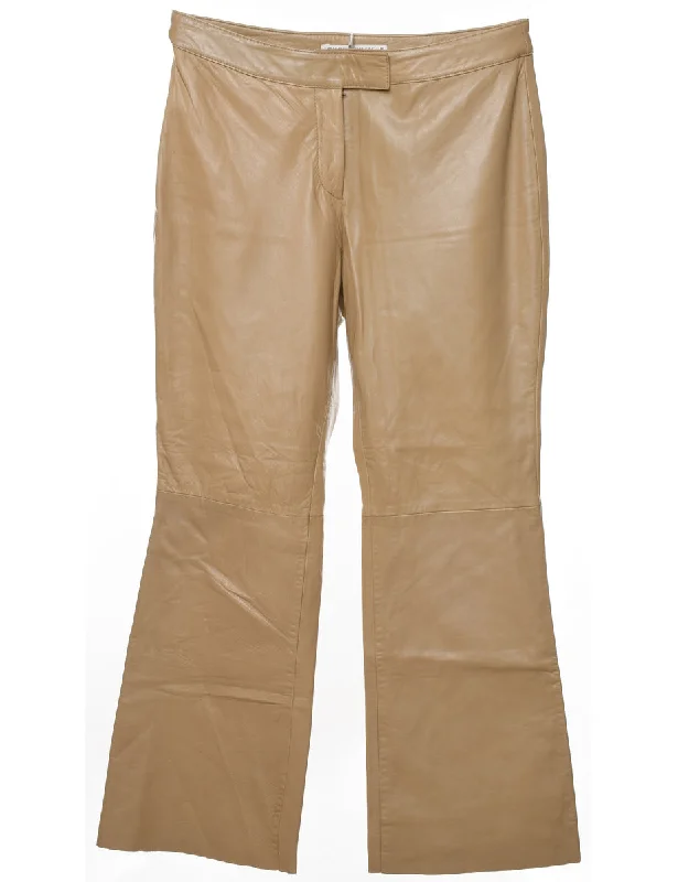 Collaborative JacketsTommy Hilfiger Light Brown Flared Leather Trousers - W32 L29