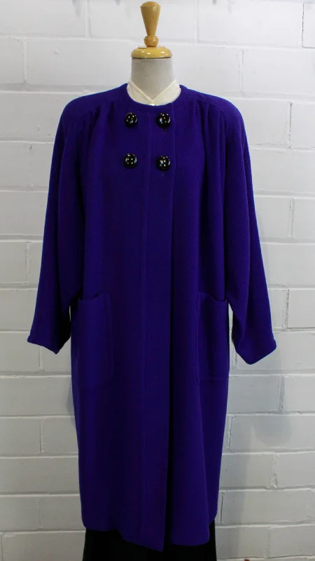 Hiking JacketsVintage 1980s Valentino Royal Blue Wool Coat, Large