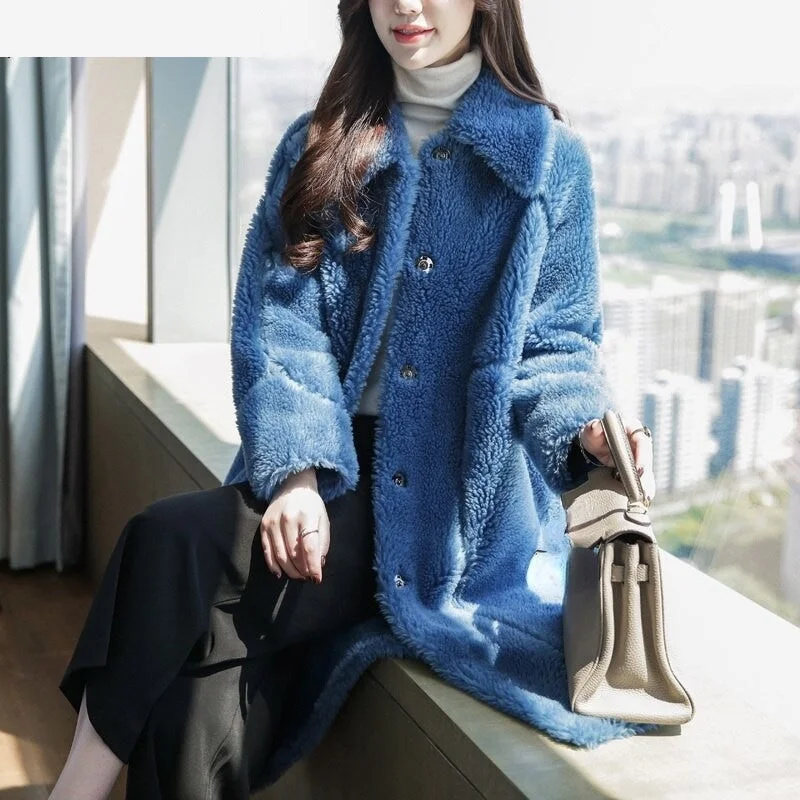 Limited Edition JacketsWarm Winter Fashion Long Korean Style Shearling Fur Coat Jacket for Women