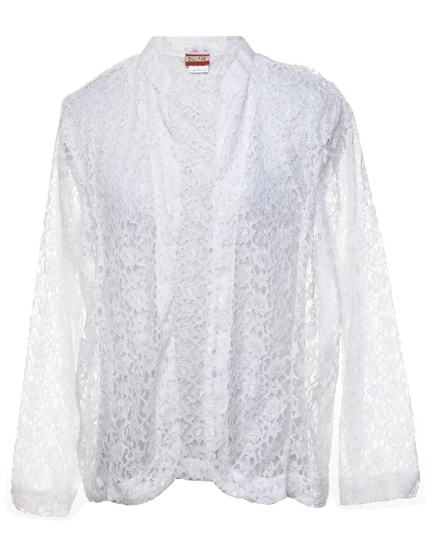 Summer JacketsWhite Floral Lace Evening Jacket - L