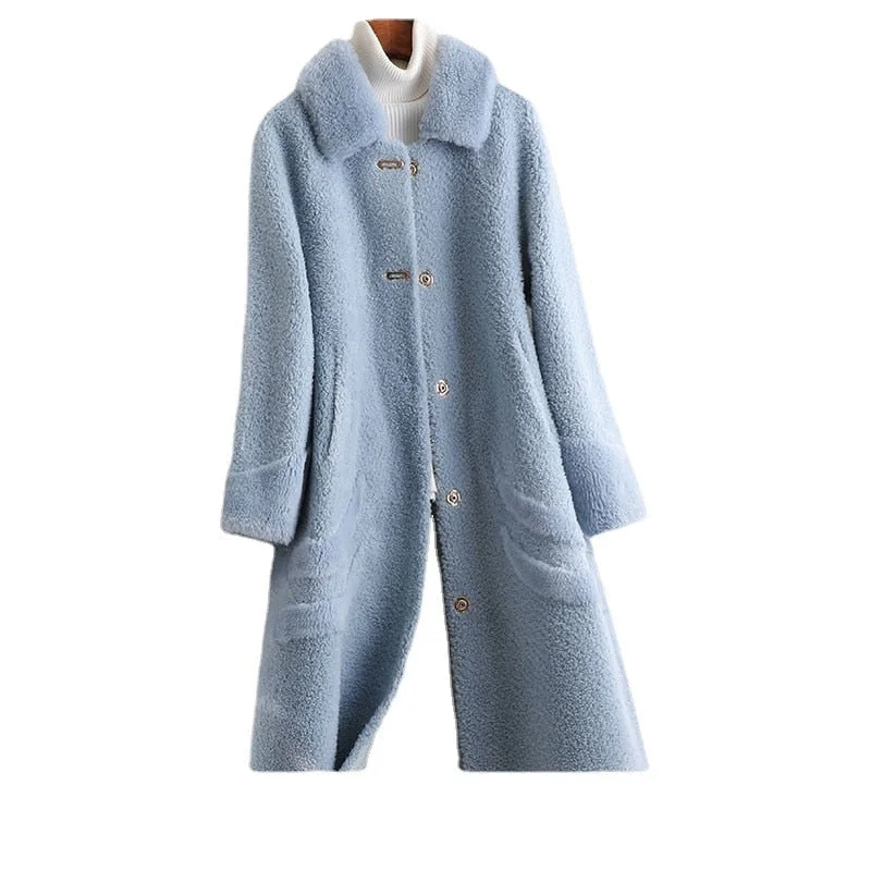 Rain JacketsWomen's Warm Winter 100% Wool Long Soft Solid Square Collar Coats