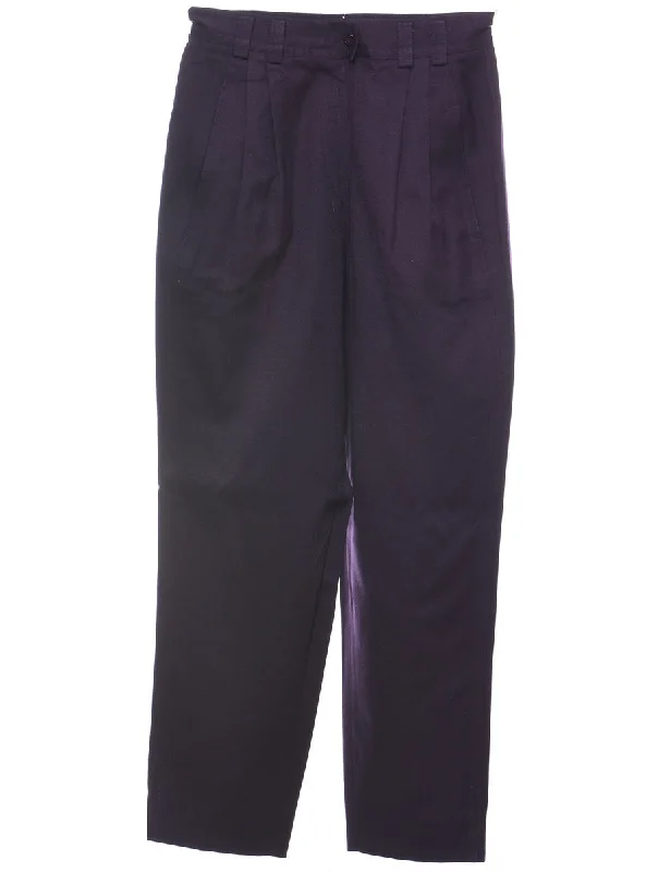 Work JacketsWool Purple Pleated Tapered Trousers - W28 L28