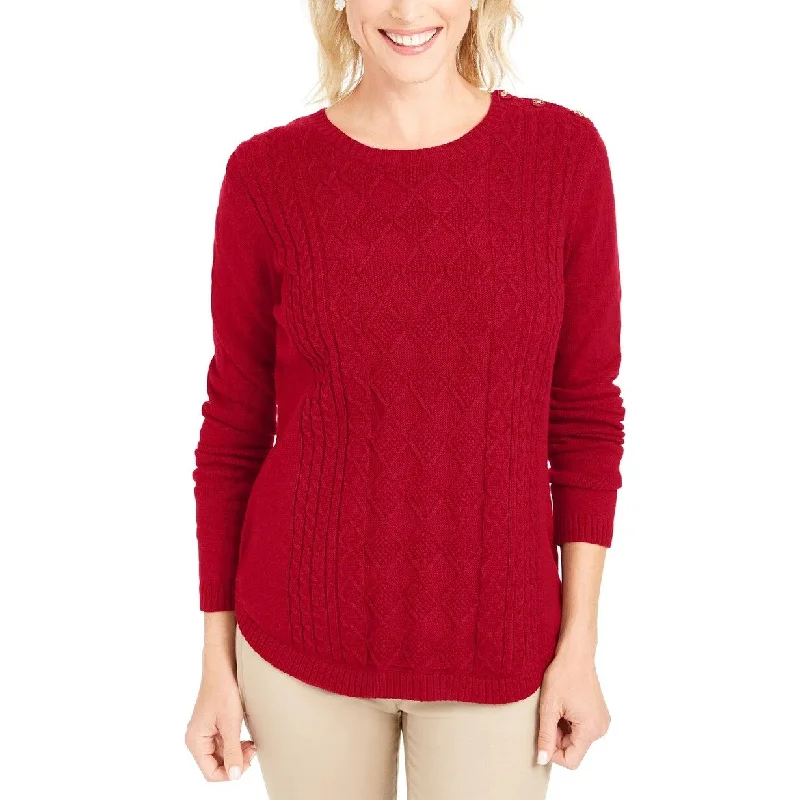 Charter Club Women's Cable Sweater Medium Red Size LargeLuxury Knit Tops