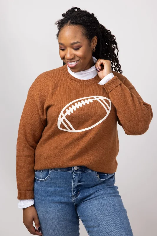 Football Knit Sweater for Women in Brown | GW22FB-BRNAthletic Knit Tops