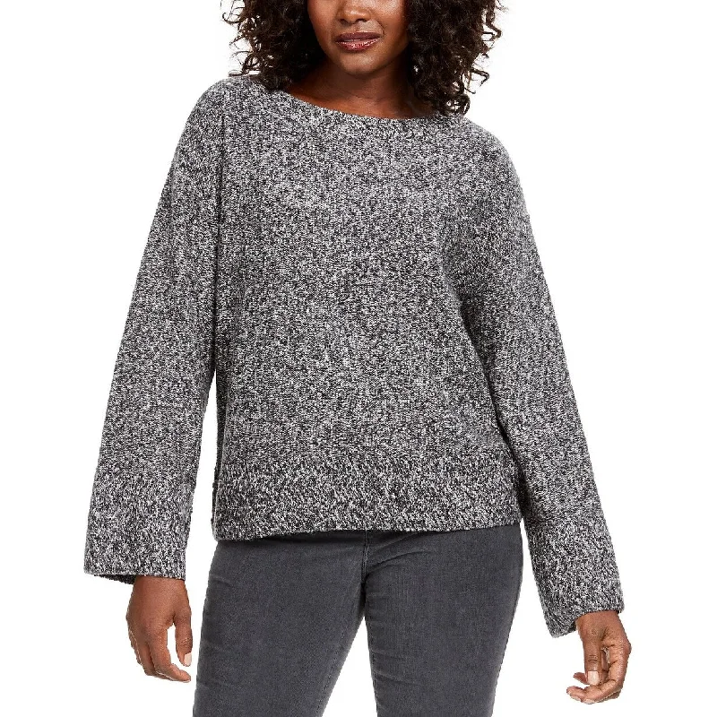 Style & Co Women's Marled Flared Sleeve Sweater Grey Size X-LargeDesigner Knit Tops