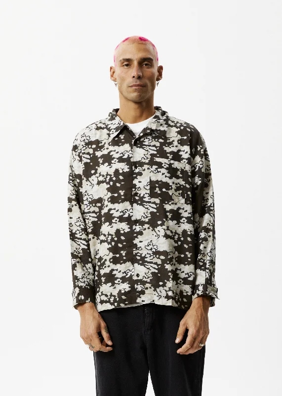 Satin ShirtsAFENDS Mens Jungle - Long Sleeve Shirt - Earth Camo