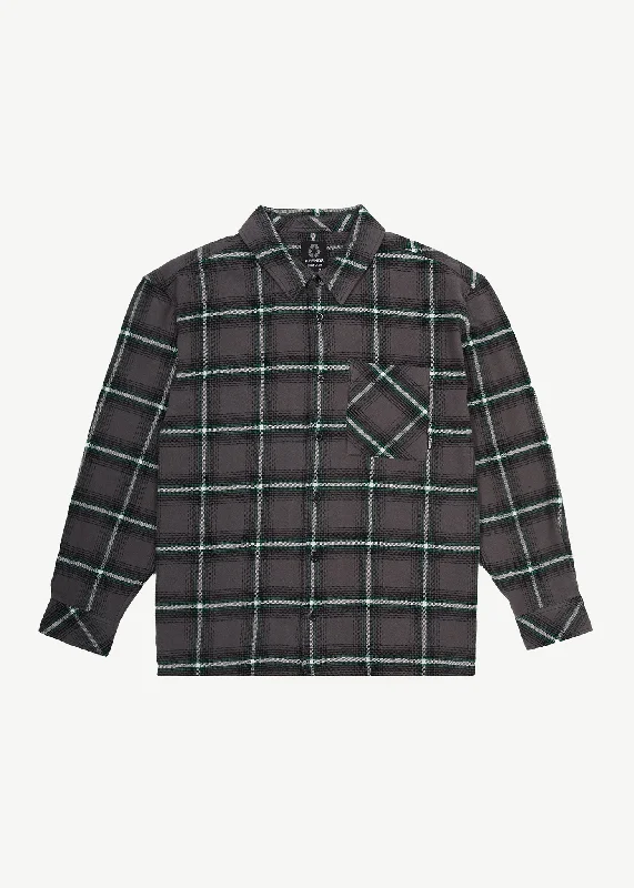 Layered ShirtsAFENDS Mens Sandstorm - Flannel Long Sleeve Shirt - Black Check