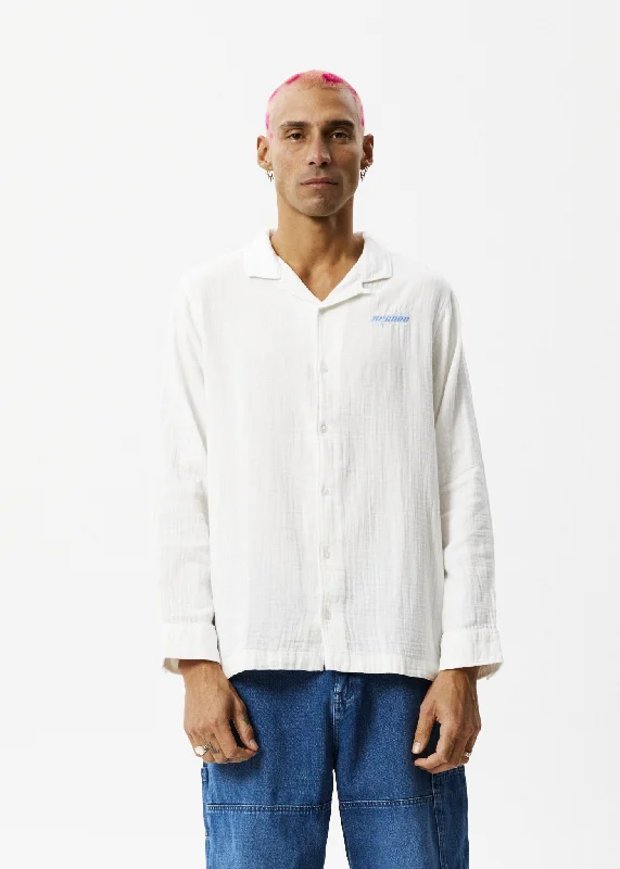 Metallic ShirtsAFENDS Mens Stratosphere - Long Sleeve Shirt - Off White