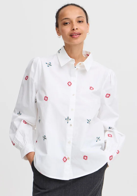 Gym ShirtsB. Young Icia Embroidered Shirt, White