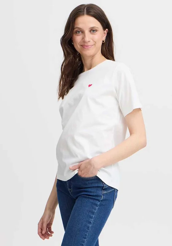 Button-Down ShirtsFransa Embroidered Heart T Shirt, White