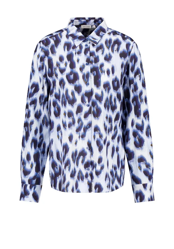 Statement ShirtsGerry Weber Leopard Print Long Sleeve Shirt, Blue