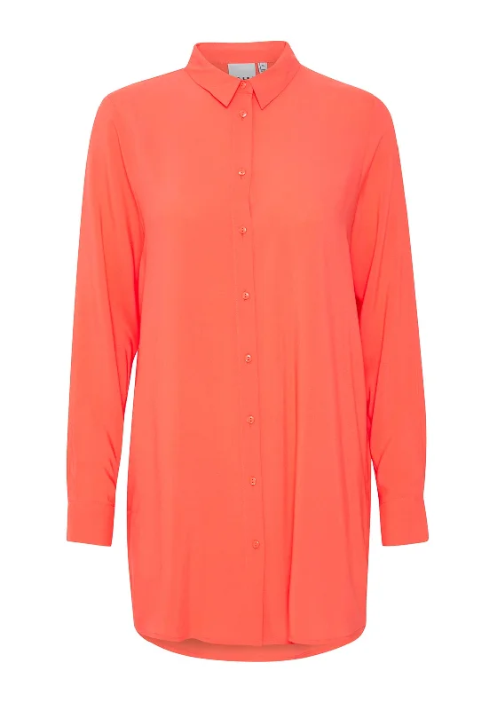 Sequined ShirtsIchi Main Longline Shirt, Hot Coral