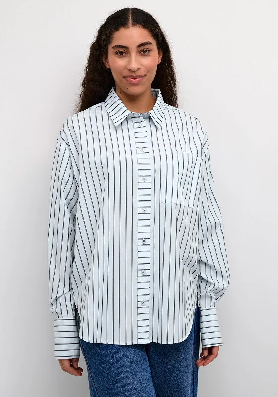 Sheer ShirtsKaffe Striped Long Sleeve Shirt, Blue