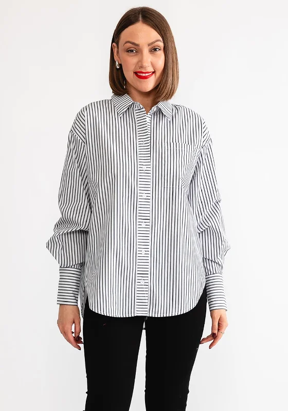 Metallic ShirtsKaffe Jerrie Striped Long Sleeve Shirt, White