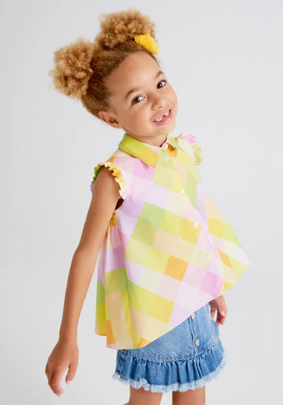 Plush ShirtsMayoral Girls Vibrant Chequered Shirt, Multicoloured