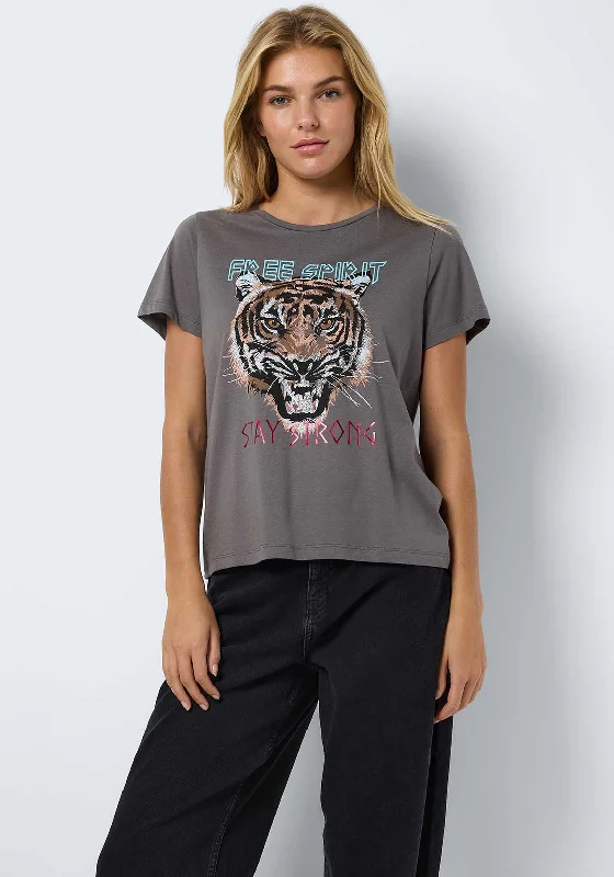 Cycling ShirtsNoisy May Nate Tiger Graphic T Shirt, Grey