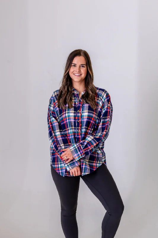 Wool ShirtsWe The Free Girl Meets Boy Plaid Shirt | Navy Combo