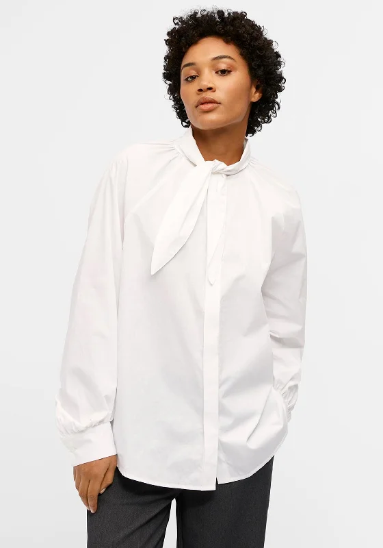 Lace-Up ShirtsObject Alex Bow Tie Shirt, Cloud Dancer