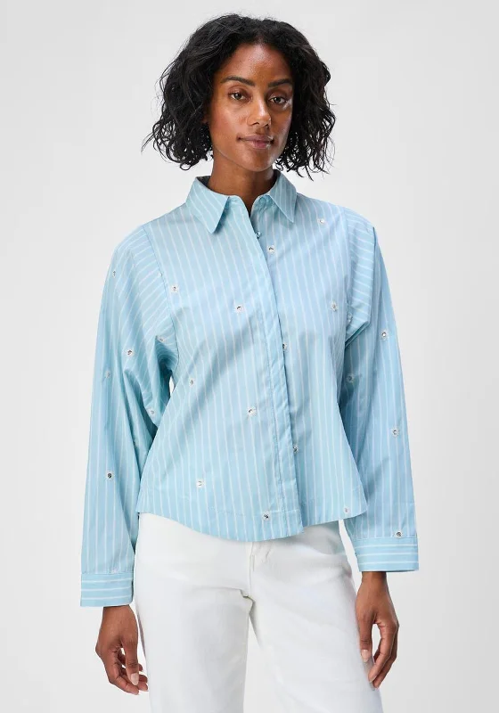 Fringed ShirtsObject Sequin Embellished Striped Shirt, Blue