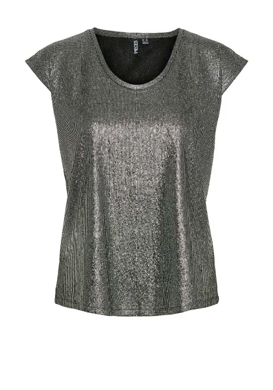 High-Fashion ShirtsPieces Nilana Metallic T Shirt, Silver