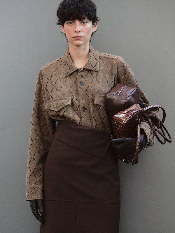 Asymmetrical ShirtsPunch Suede Shirt, Cognac