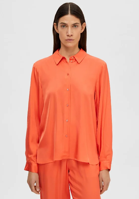 Hunting ShirtsSelected Femme Franziska Satin Shirt, Emberglow