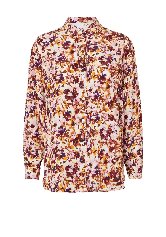 Camping ShirtsSelected Femme Merle Floral Print Shirt, Snow White