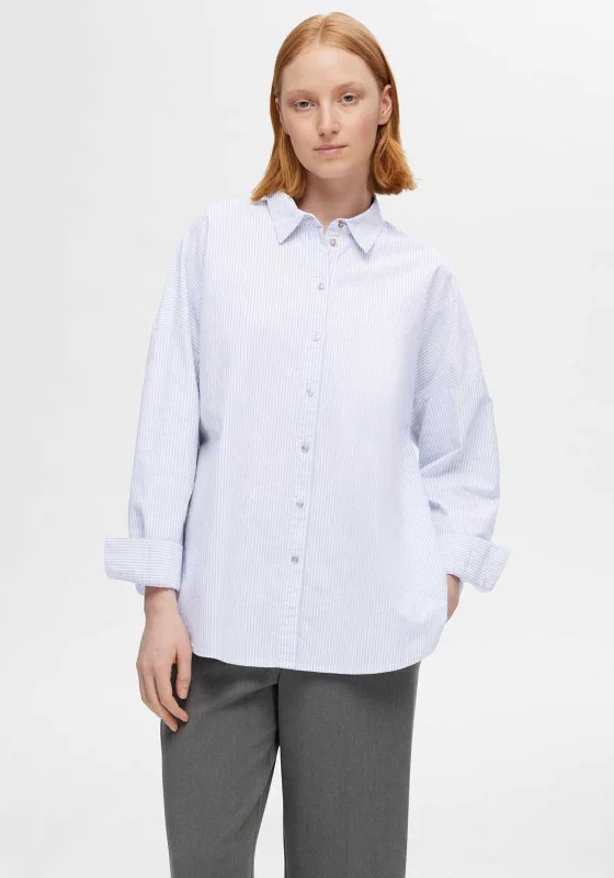 Formal ShirtsSelected Femme Nova Oxford Oversize Shirt, Bright White & Endless Sky