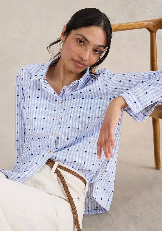 Linen ShirtsWhite Stuff Sophie Stripe Polka Dot Shirt, Blue