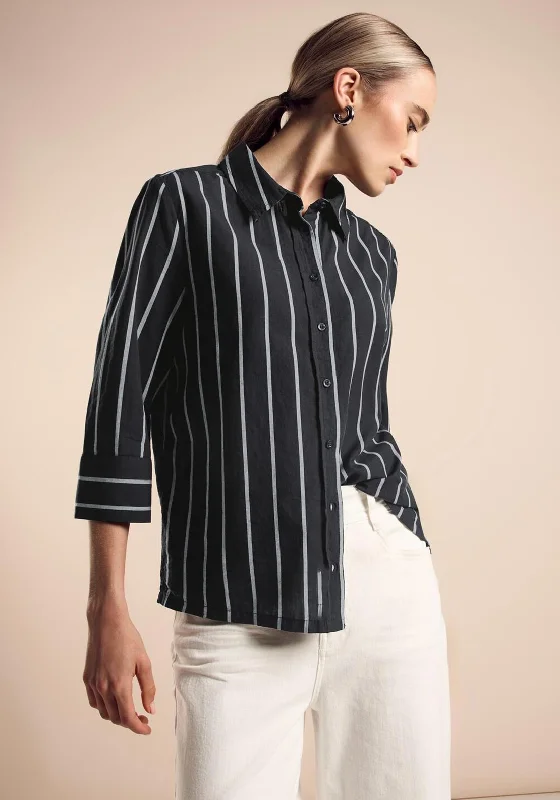 Silk ShirtsStreet One Striped Loose Shirt, Black