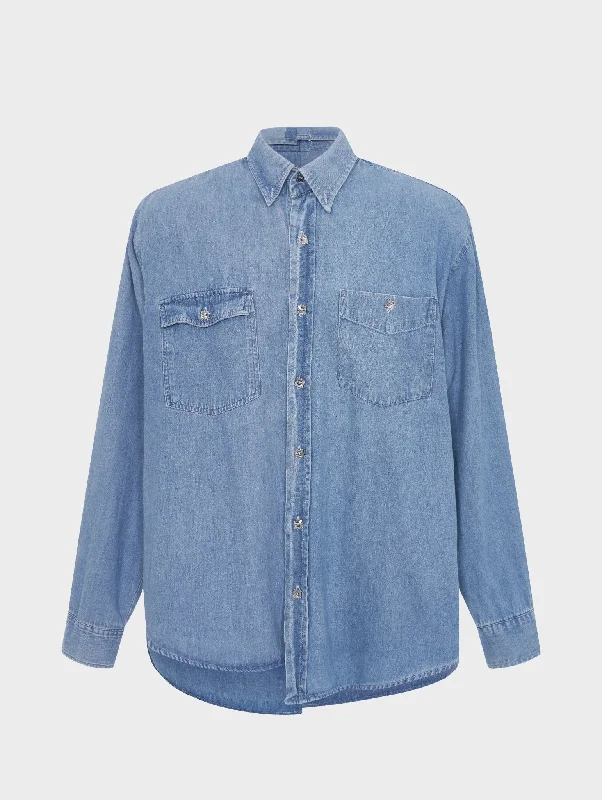 Logo ShirtsSwarovski Classic Denim Shirt Light Blue