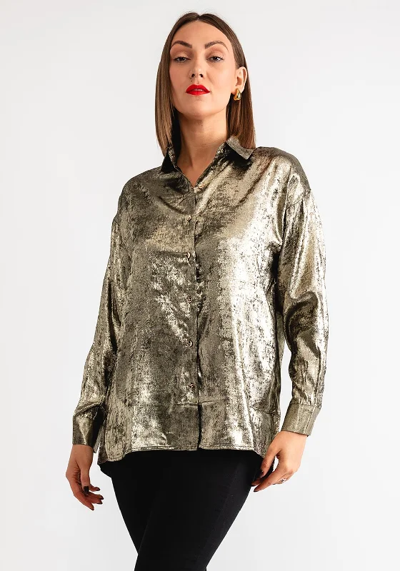 Fitted ShirtsSerafina Collection Metallic Shirt, Dark Gold