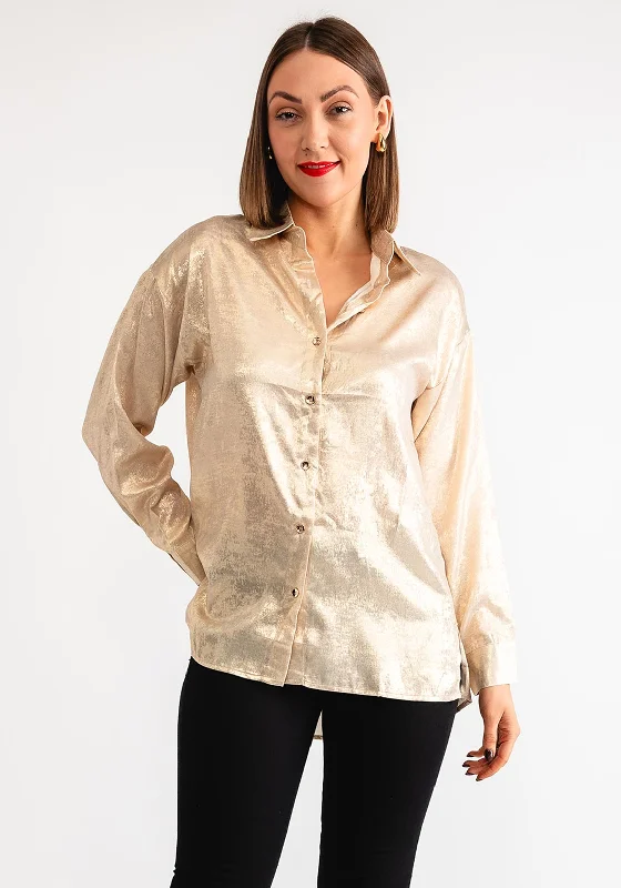 Oversized ShirtsSerafina Collection Metallic Shirt, Light Gold