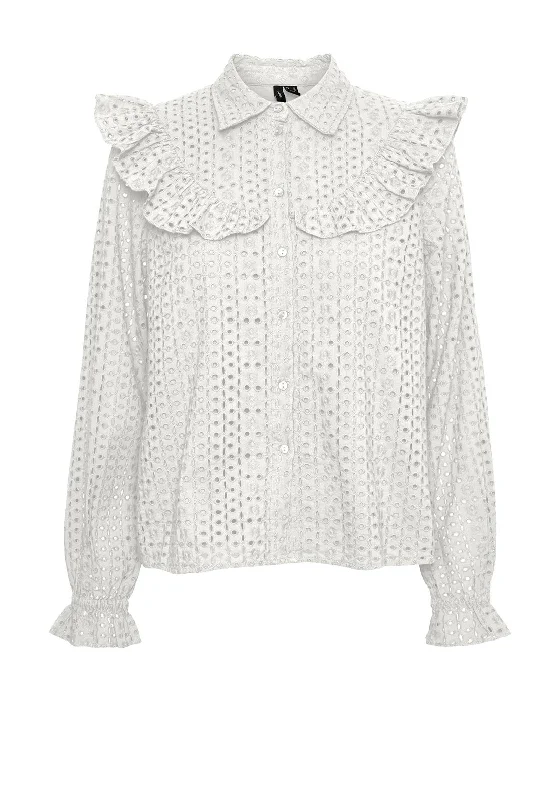 Thermal ShirtsVero Moda Frill Broidery Shirt, Snow White