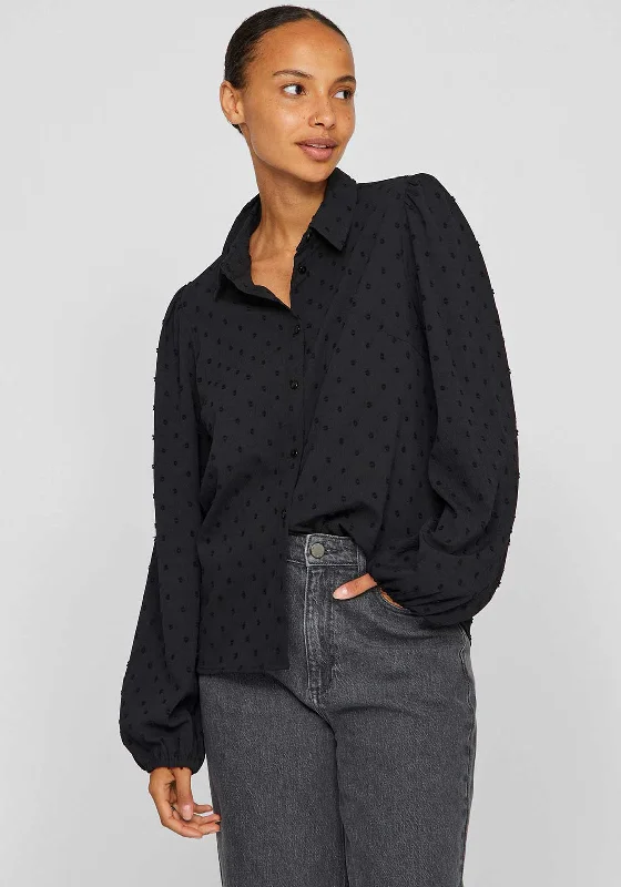 Printed ShirtsVila Brietta Textured Shirt, Black Beauty