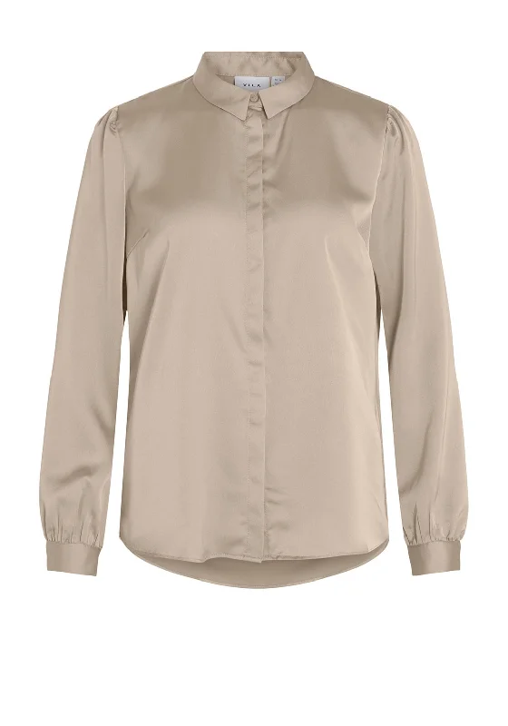 Bamboo ShirtsVila Ellette Satin Shirt, Cement