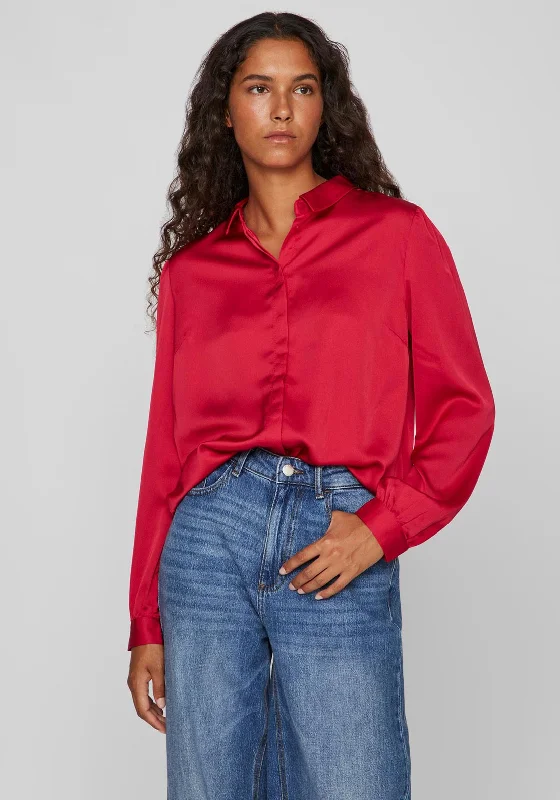 Organic Cotton ShirtsVila Ellette Satin Shirt, Love Potion