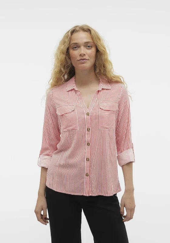 UV-Protection ShirtsVero Moda Bumpy Striped Shirt, Cayenne